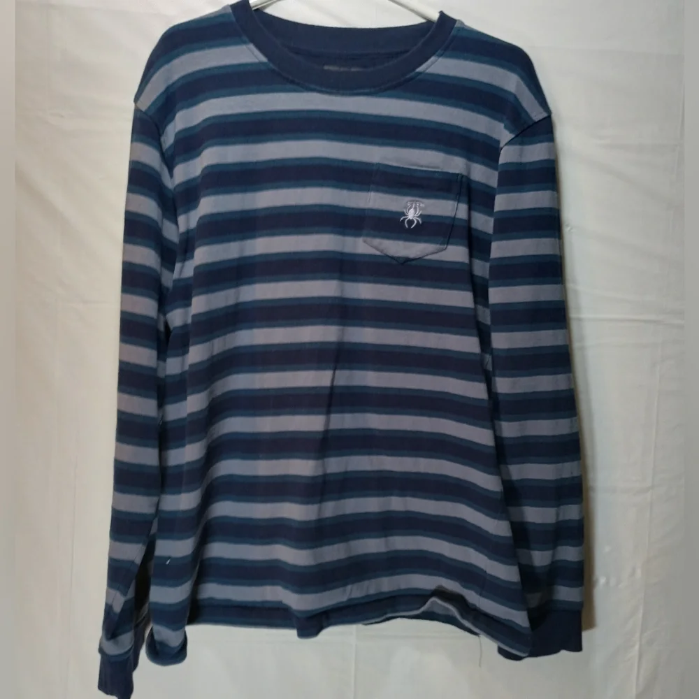 DWFH green, blue, gray men's large long sleeve sweatshirt & spider emblem. - Picture 2 of 8